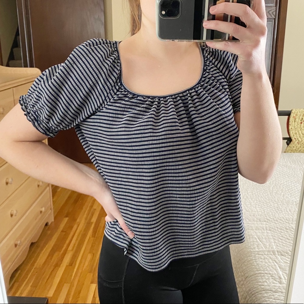 Madewell Texture and Thread Striped Spring Top Size S